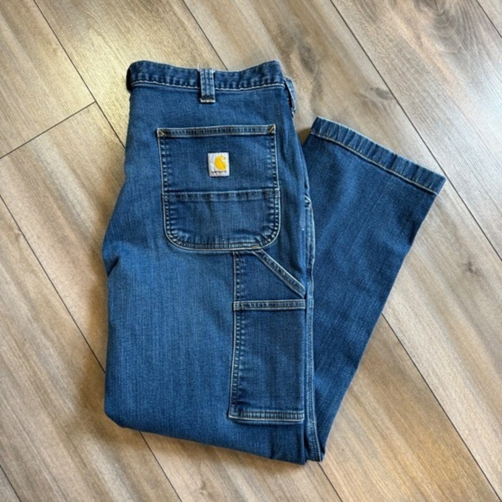 Carhartt Mens Relaxed Fit Straight Leg Carpenter Jeans 38x30 Blue Denim